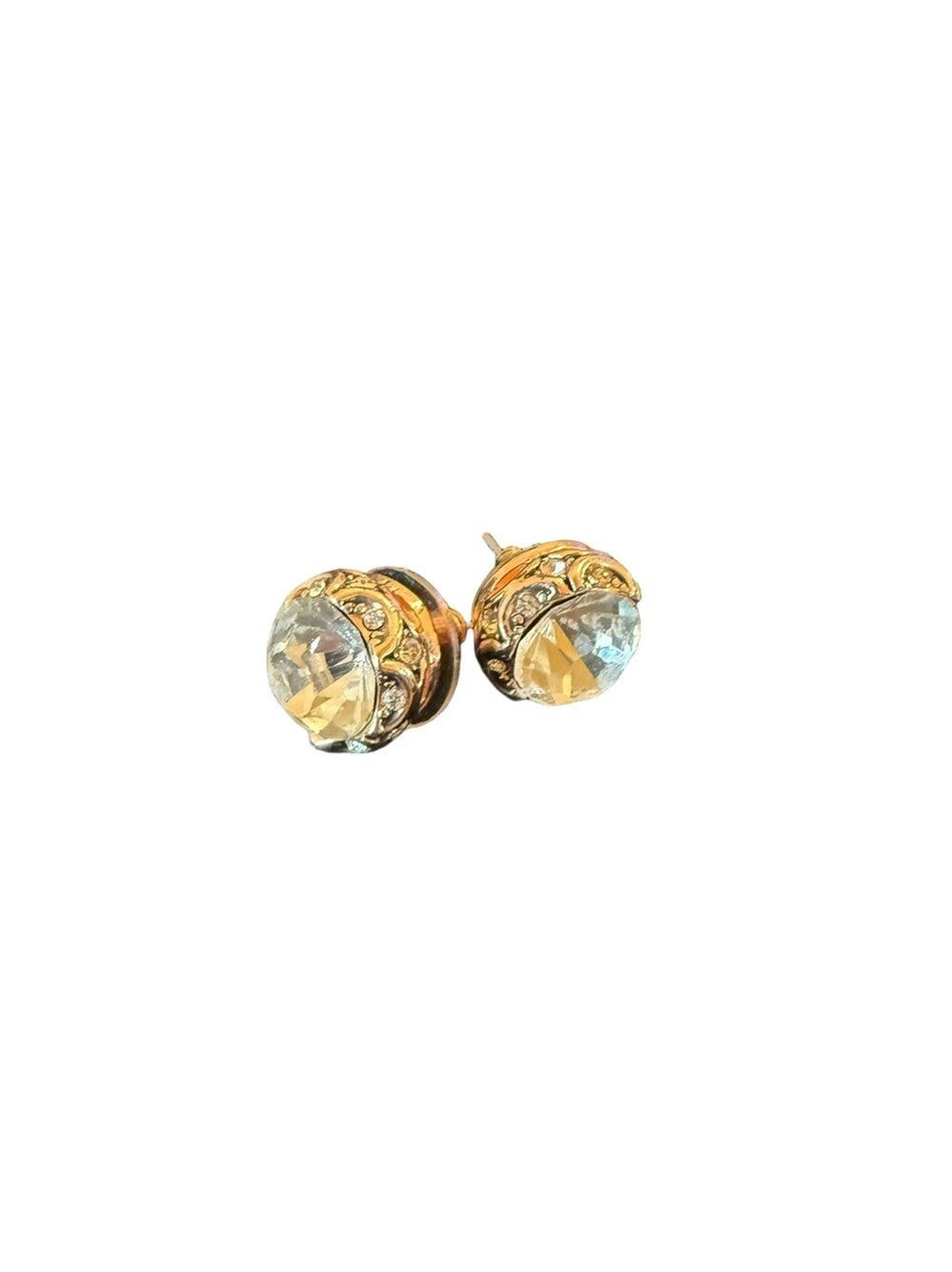 Crystal Gold and Silver Stud Earrings